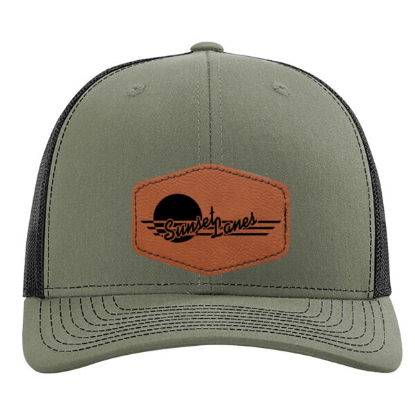 Sunset Lanes Laser Engraved Leather Patch - Snapback Trucker Cap Thumbnail